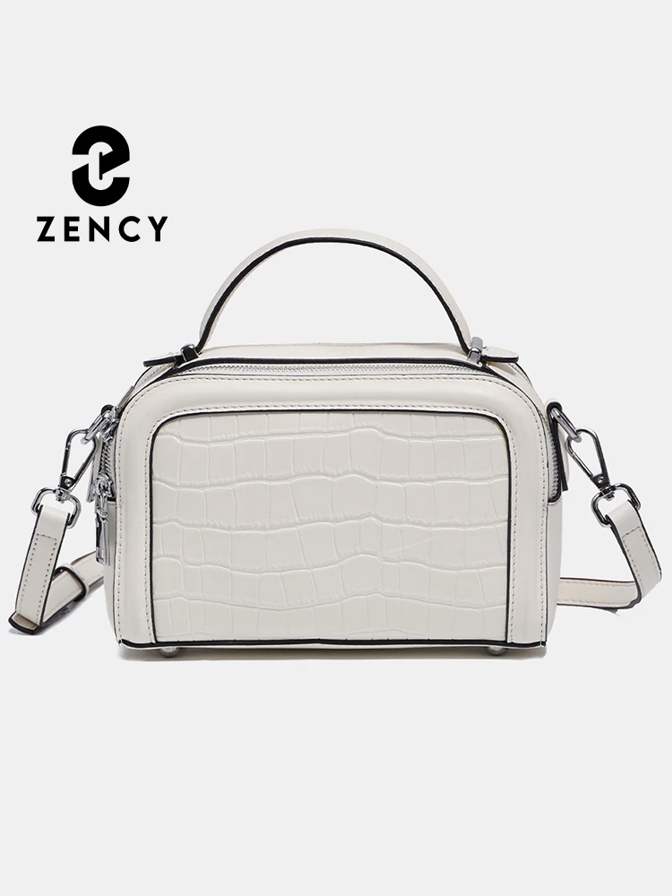 

Zency Genuien Leather For Women Top-handle Bag Small Box Alligator Handbag Female Luxury Shoulder Classic Fashion Crossbody Bags