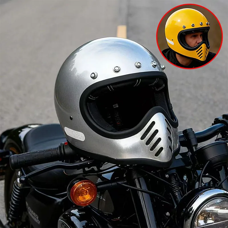 Japanese Pointed-mouth Retro Motorcycle Equipments & Parts Helmets & Headwear Small Shell Hlemet Yellow Red Capacete