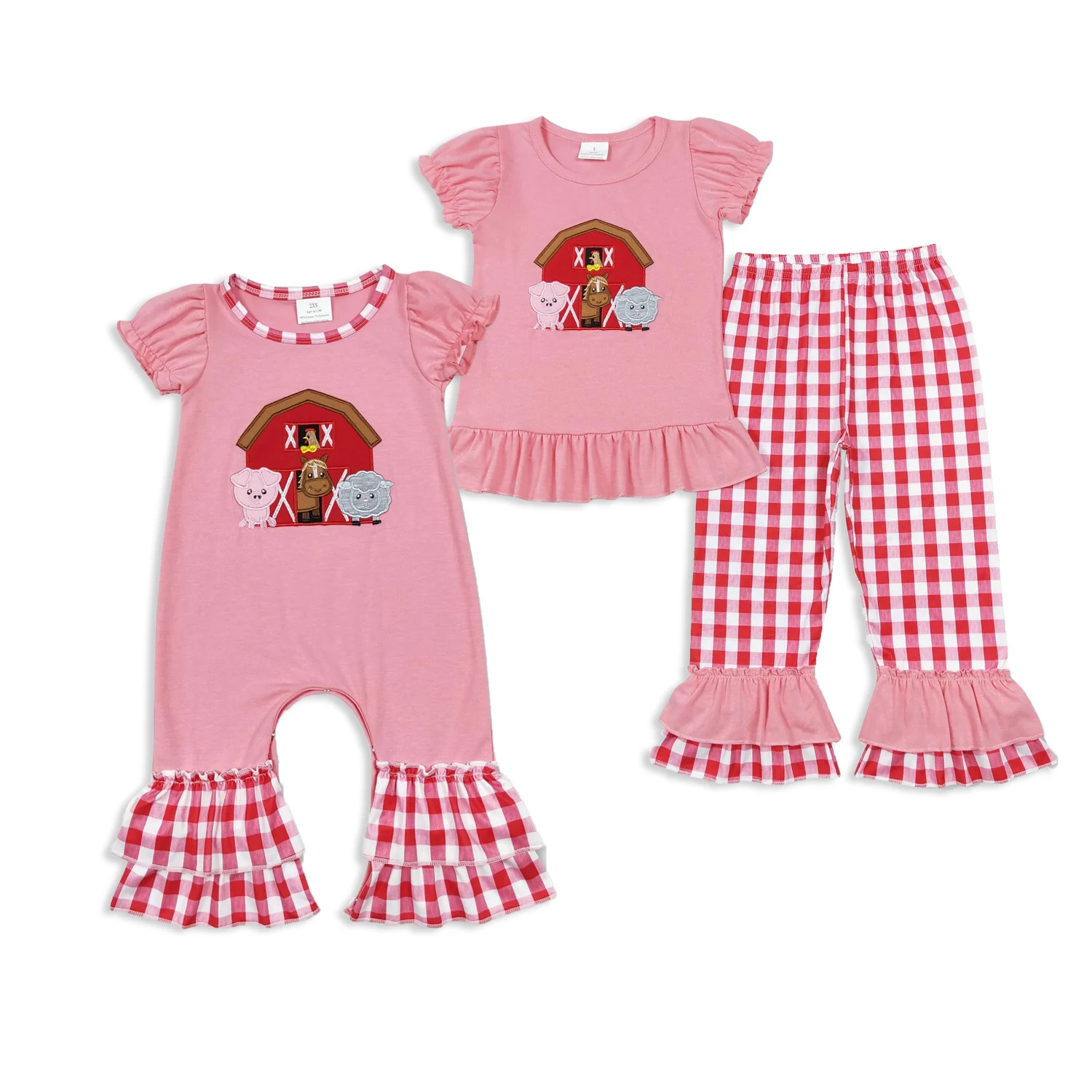 

z912-12 GSPO0994 Wholesale baby romper kids clothes girl embroidery short Sleeve pants set Summer Boutique Children clothing