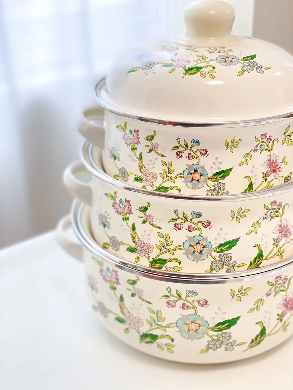 Enameled Saucepan Three-piece Set 16/18/20CM Crockpot Complementary Bowl Kitchen Cookware