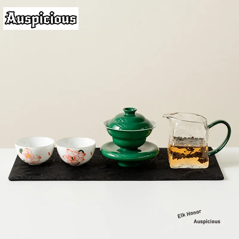 

6pc/set Jade Green Gourd Gaiwan Tea Set Complete Set Zen Tea Ceremony Set Teapot And Tea Cup Set Chinese Tea Set Ornaments Gift
