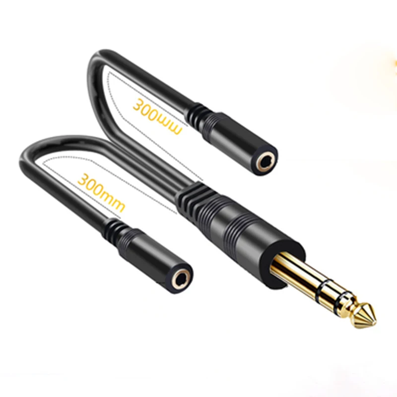 Nku 6.35mm 1/4 Inch TRS to Dual 3.5mm Jack Adapter 6.5mm 1 to 2 Y Splitter Cable Aux Audio Cord for Headphone Mixer Speaker