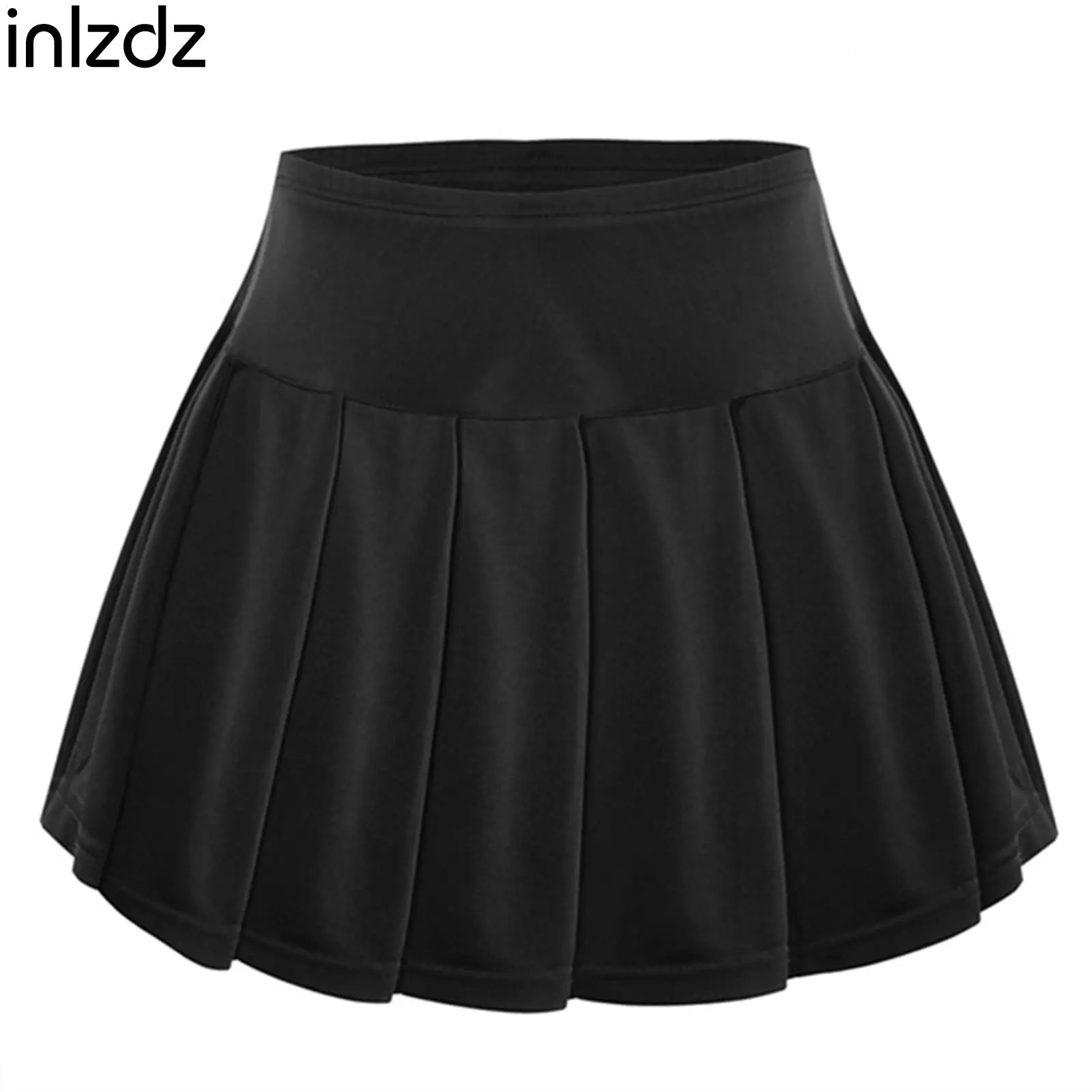 Kids Girls Pleated Short Skirt Casual Solid Color Elastic Waistband Short Athletic Skirt for Tennis Golf Badminton Ping Pong