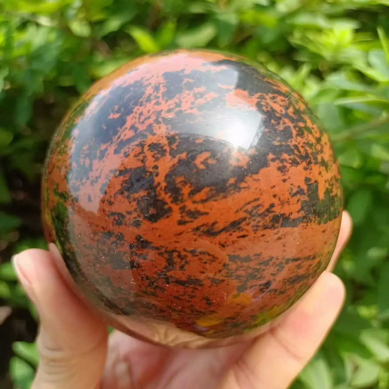 Natural Red Mahogany Obsidian Jasper Healing Power Aura Sphere Ball,Mineral Reiki Healing Stone,Quartz Crystal Ball Decor