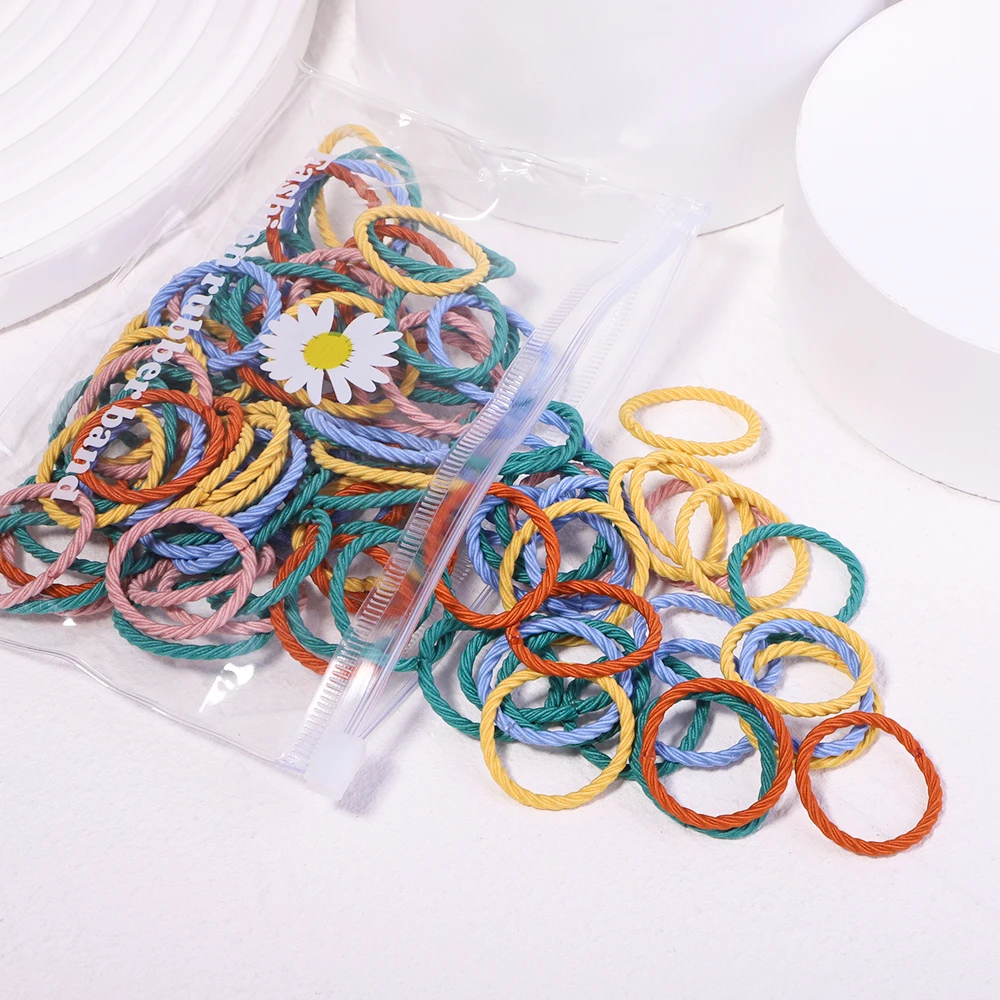 100PCS New Fashion Girls Candy Colors Nylon bold Elastic Hair Bands Kids Scrunchie Rubber Bands Headband Baby Hair Accessories