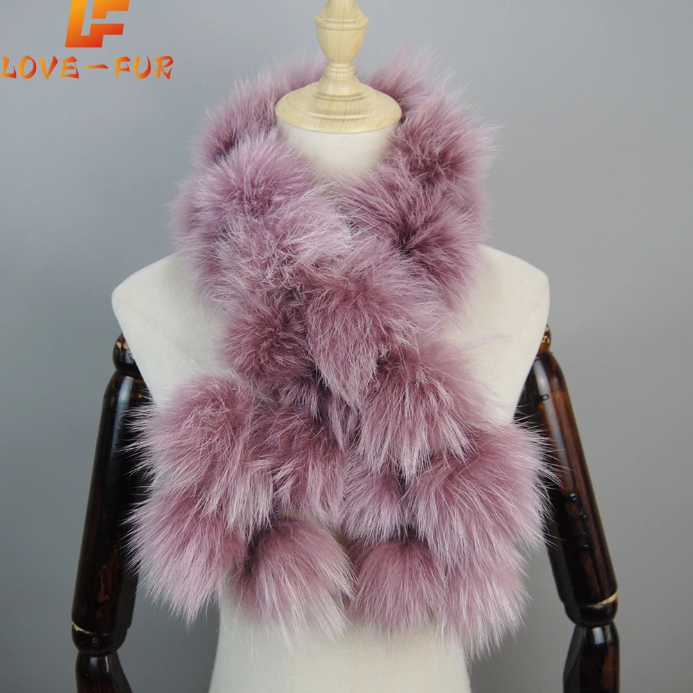 

Luxury Fashion Lady Warm Genuine Fox Fur Neckerchief Real Fox Fur Ring Scarves Brand Women Winter Natural Real Raccoon Fur Scarf