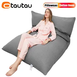 OTAUTAU Cotton Linen Pillow Sac Cover Double Sofa Bed Case Square Beanbag Chaise Lounge Recliner Floor Seat Couch DD008