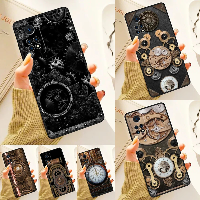 Steampunk Gears Vintage Time Machine Case For Samsung Galaxy S24 Plus S23 S20 S21FE Lite S22 Ultra Note 20 S8 S9 S10 Phone Coque