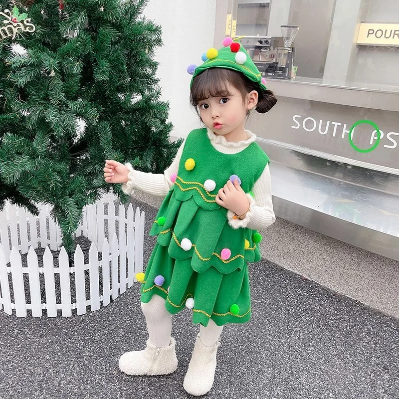 2025 Christmas Tree Costume Girl Christmas Children Adult Christmas Tree Dress Adult Parent Child Christmas Role Playing Dress