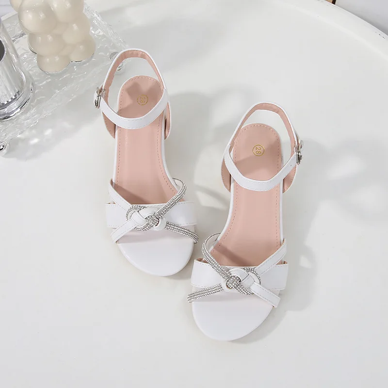 

New Summer Children Low-Heel Open-Toe Sandals Princess Girls Sandals Performance Stage Wedding Shoes Kid Casual Show Sandals