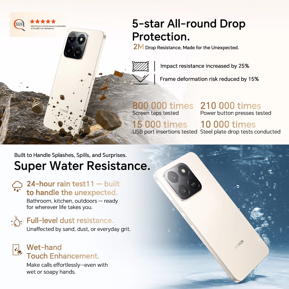 هاتف ذكي HONOR X7d 4G الإصدار العالمي Qualcomm Snapdragon 685 6.77 بوصة TFT شاشة LCD كاميرا 108 ميجابكسل زر AI فوري 6500 مللي أمبير NFC