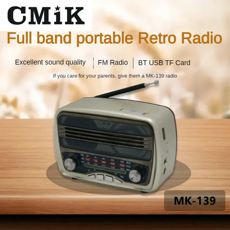 Cmik Mini Old Man Vintage FM Radio FM/AM/SW 3 Band Receiver USB Walkman Retro Outdoor Wireless Multifunctional Bluetooth Speaker