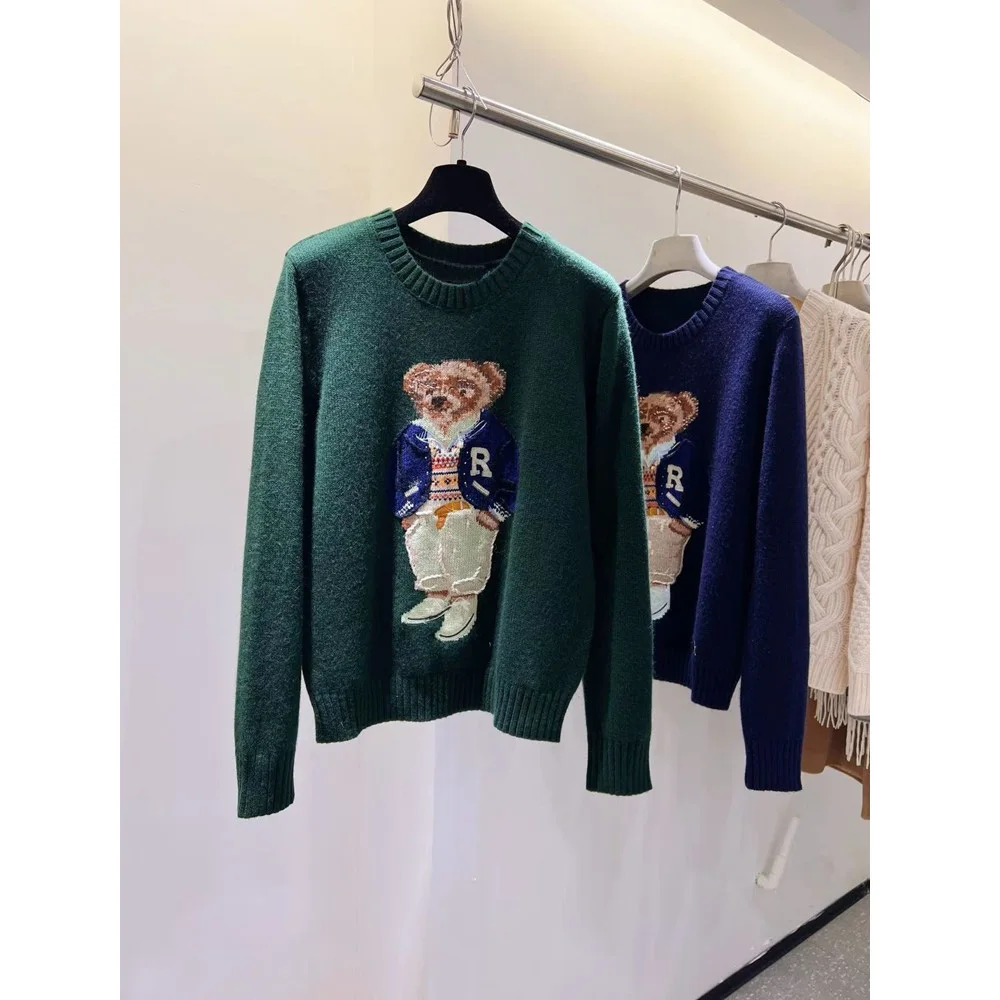 Women's Knitted Crew Ne Sweater Embroidered 0 Camere 90 Wool Casual Sle Regular Fit Thiened Spring Season