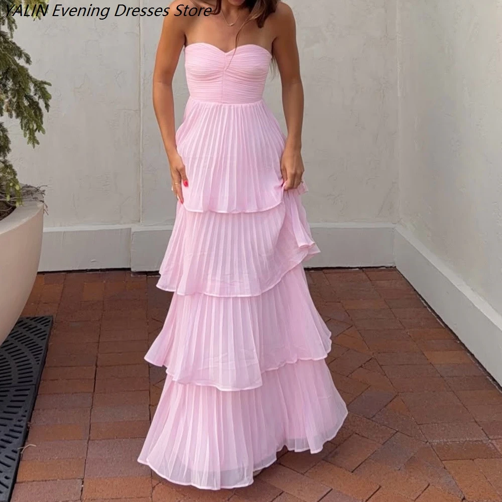 

Women's A-line Evening Dresses Ankle-length Strapless Sleeveless Prom Dresses Simple Fashion Draped Backless Customized Gowns