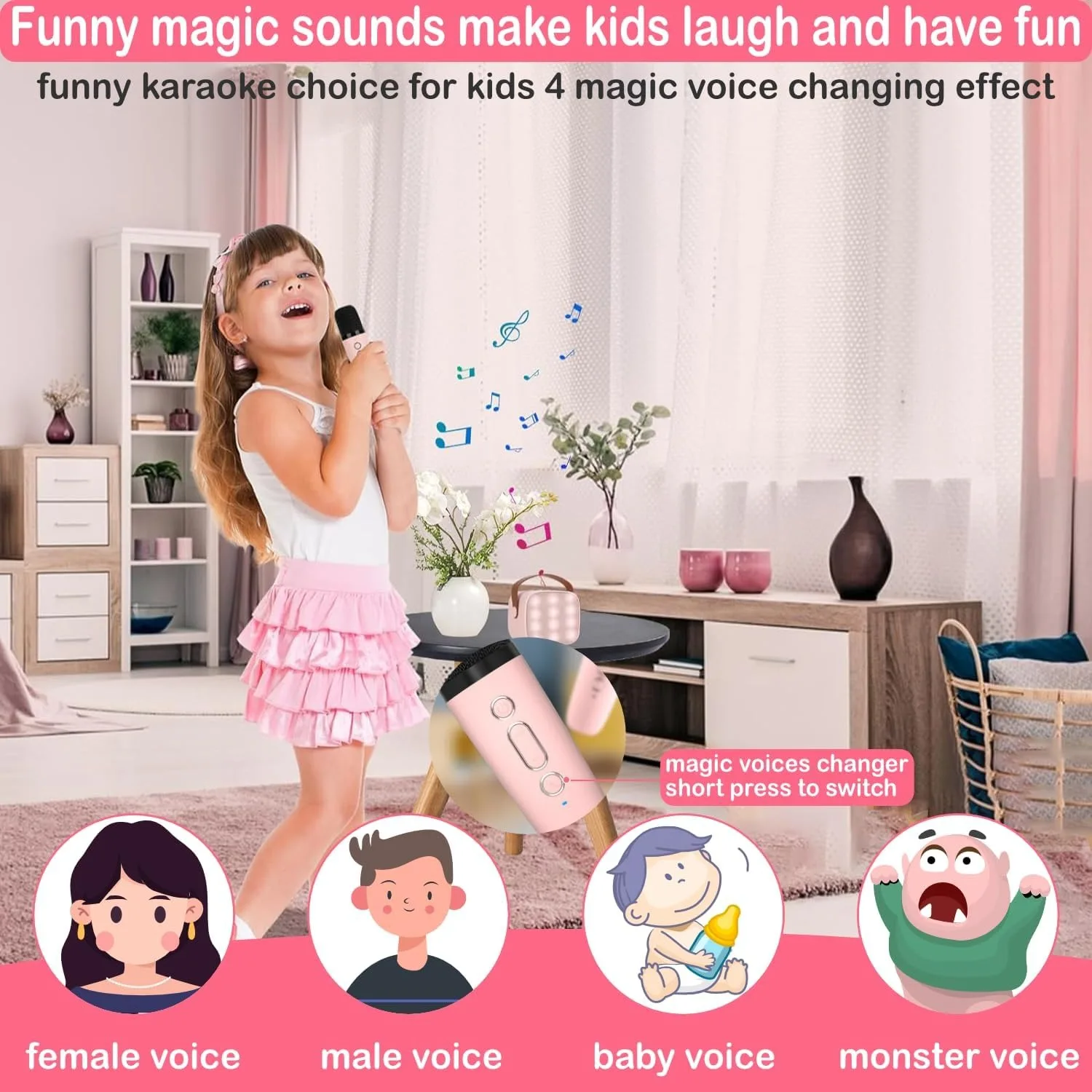 Mini-karaokemachine, Bluetooth-luidspreker met 2 draadloze microfoons en LED-verlichting, kerstverjaardagscadeaus voor meisjes, jongens, volwassenen