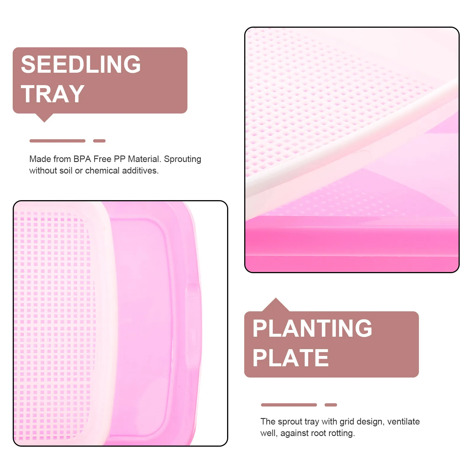 35X26X5Cm Sprouter Tray Soil-Free Food Grade Pp Wheatgrass Grower Bpa Free Seed Sprouting Growing Trays For Fruits Vegetables
