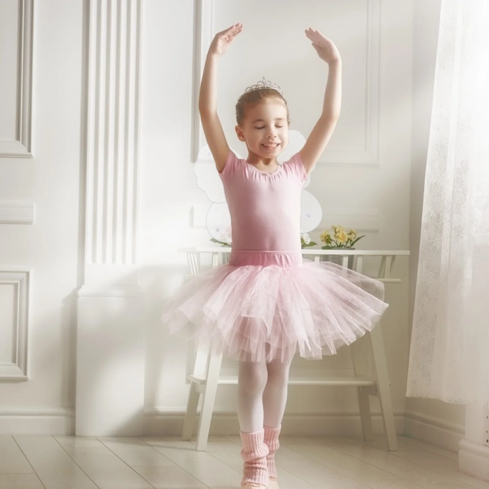 

1 комплект, платье феи с крыльями бабочки, элегантное, удобное, дышащее, для девочек, сценический костюм для танцевального фестиваля, комплект костюмов для косплея