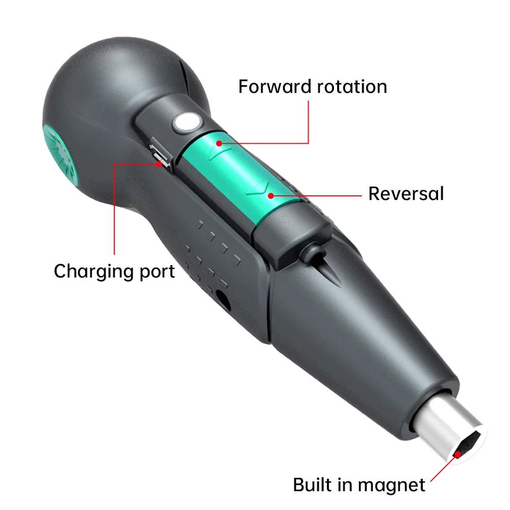 Mini Gourd Handle Electric Screwdriver Bit Set 3.6V 1500mAh USB Rechargeable Screwdriver with LED Light for Household Repair DIY