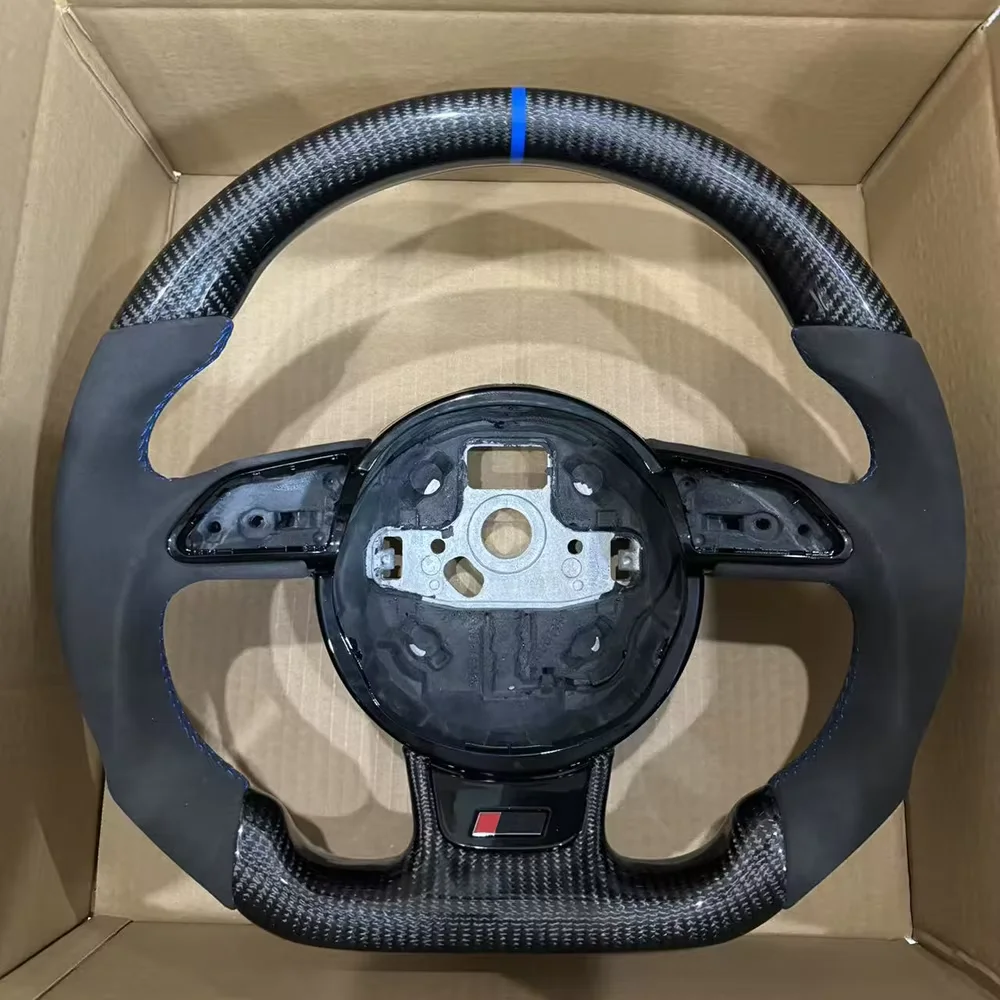 

For Audi Q7 Q5 Q3 A5 A3 A4 A7 A6 Alcantara Carbon Fiber MultiFunctional RS//S Logo Steering Wheel Base Assembly