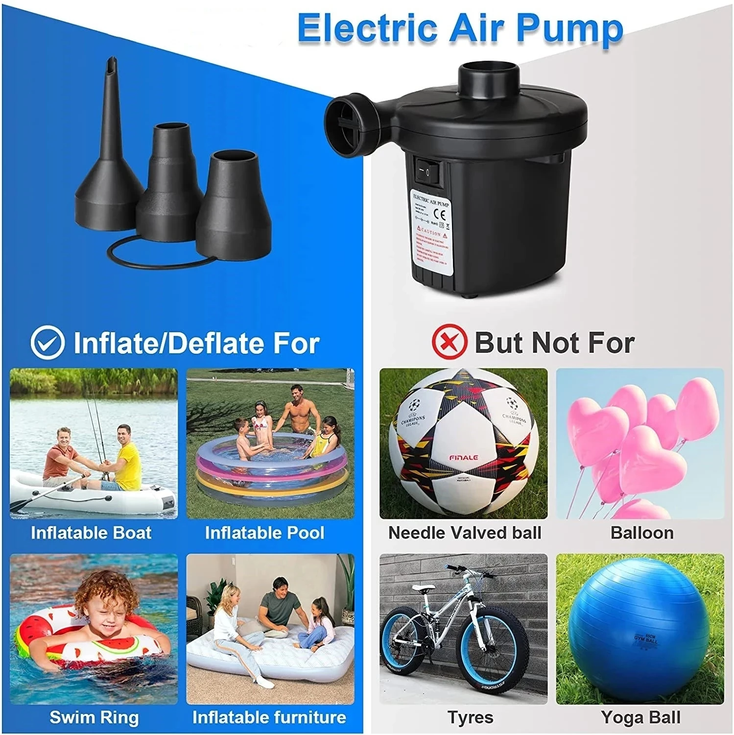 Mini Inflatable Pump Electric Air Cushion Camping Pump Portable Rapid Filling Mattress Swimming Pool Air Filling Blower Injector