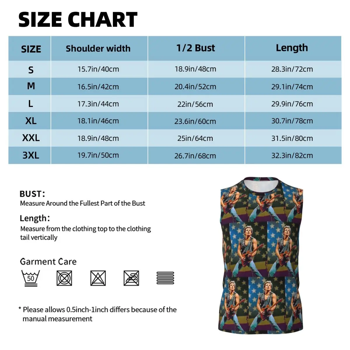 Bruce Springsteen Men Printed Sleeveless T-shirt Casual Hip Hop Street Style Beach Holiday Tank Tops