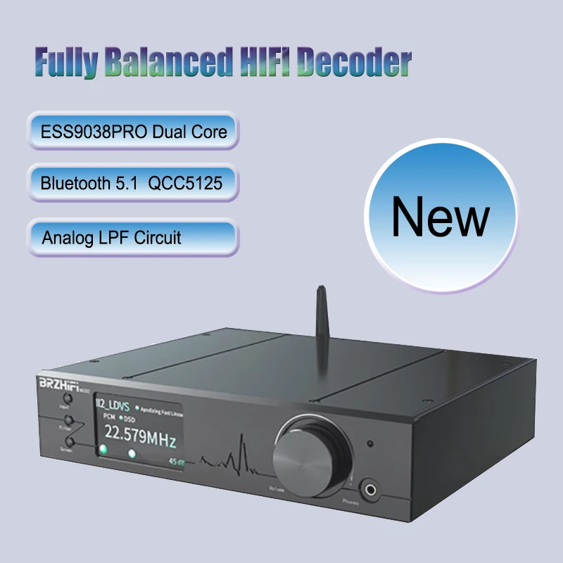 

ES9038PRO*2 Digital Decoder Hifi Full Balanced DAC For Home Audio Bluetooth 5.1 USB Amanero DSD512 384KHz Headphone Amp LDAC