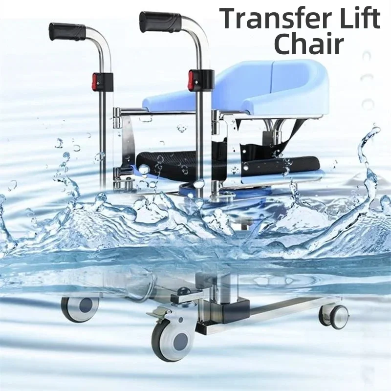 double hyraulic operate motorized drive patient lifting up transfer chair shower commode chair transport wheelchair rollator