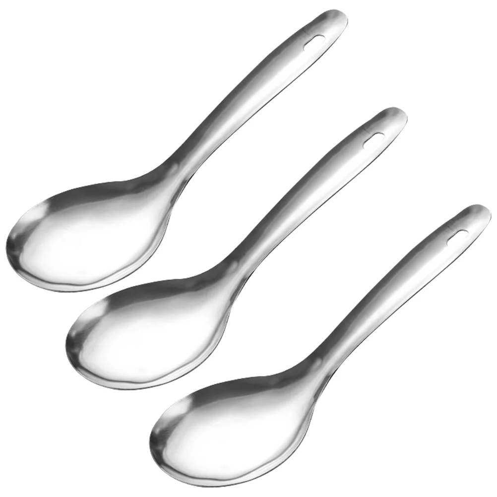 

3 Pcs Rice Spoon Practical Stainless Steel Household Cooking Utensils Delicate Domestic Non-stick Smooth Edges