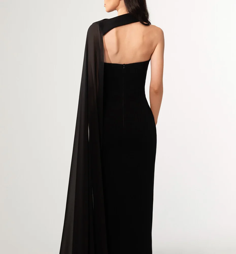 Seksowne czarne suknie wieczorowe Arabia Saudyjska Bez ramiączek, z rozcięciem z boku, długość do podłogi, z długimi sukienkami na bal