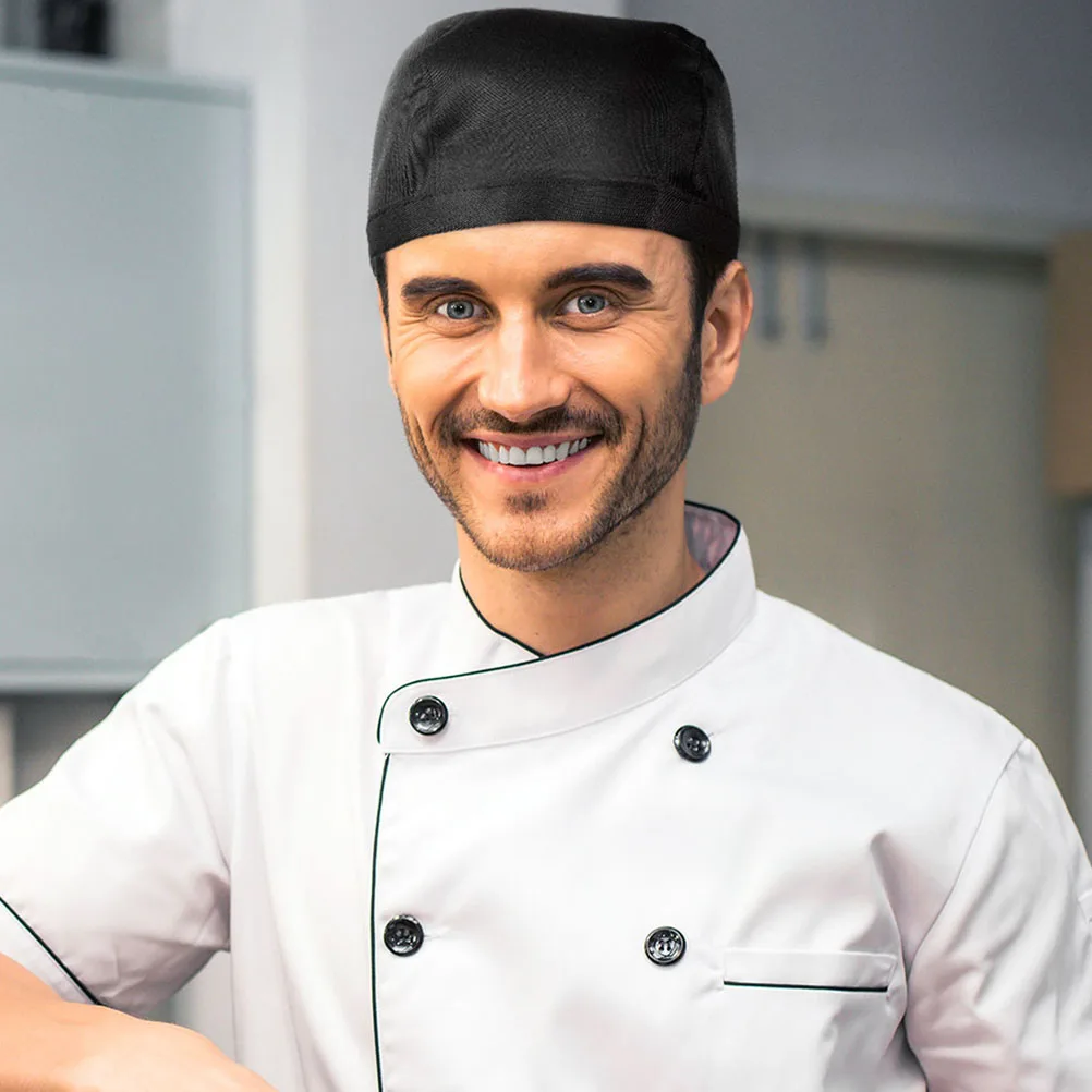 

3 Pcs Chef Hat Turban Black Cap Kitchen Caps Uniform Cloth Adjustable Ribbon Skull Cap For Chef Cook Baker Student