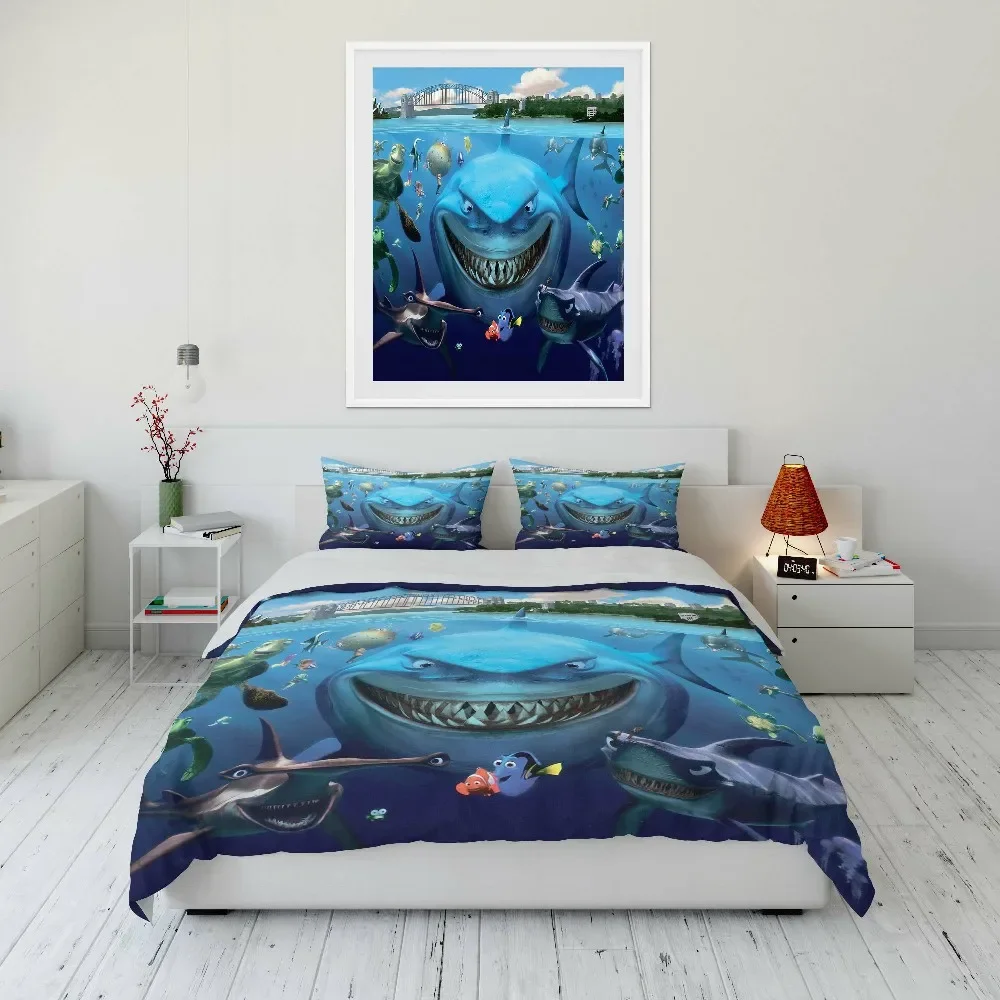 Disney Finding Nemo Fish Bedding Set Cartoon Children US Twin Duvet Cover 3 Pieces Pillowcase Kids Adults Home Decor Gift