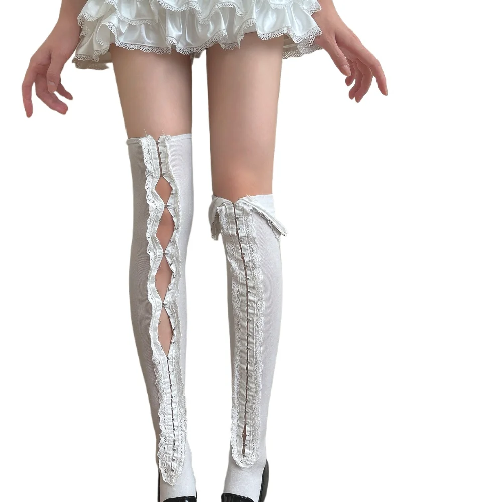 Spice Girls – jambières ajourées en dentelle Y2K pour dames, chaussettes hautes de Style Punk, chaussettes de jeu de rôle pour spectacle de fête