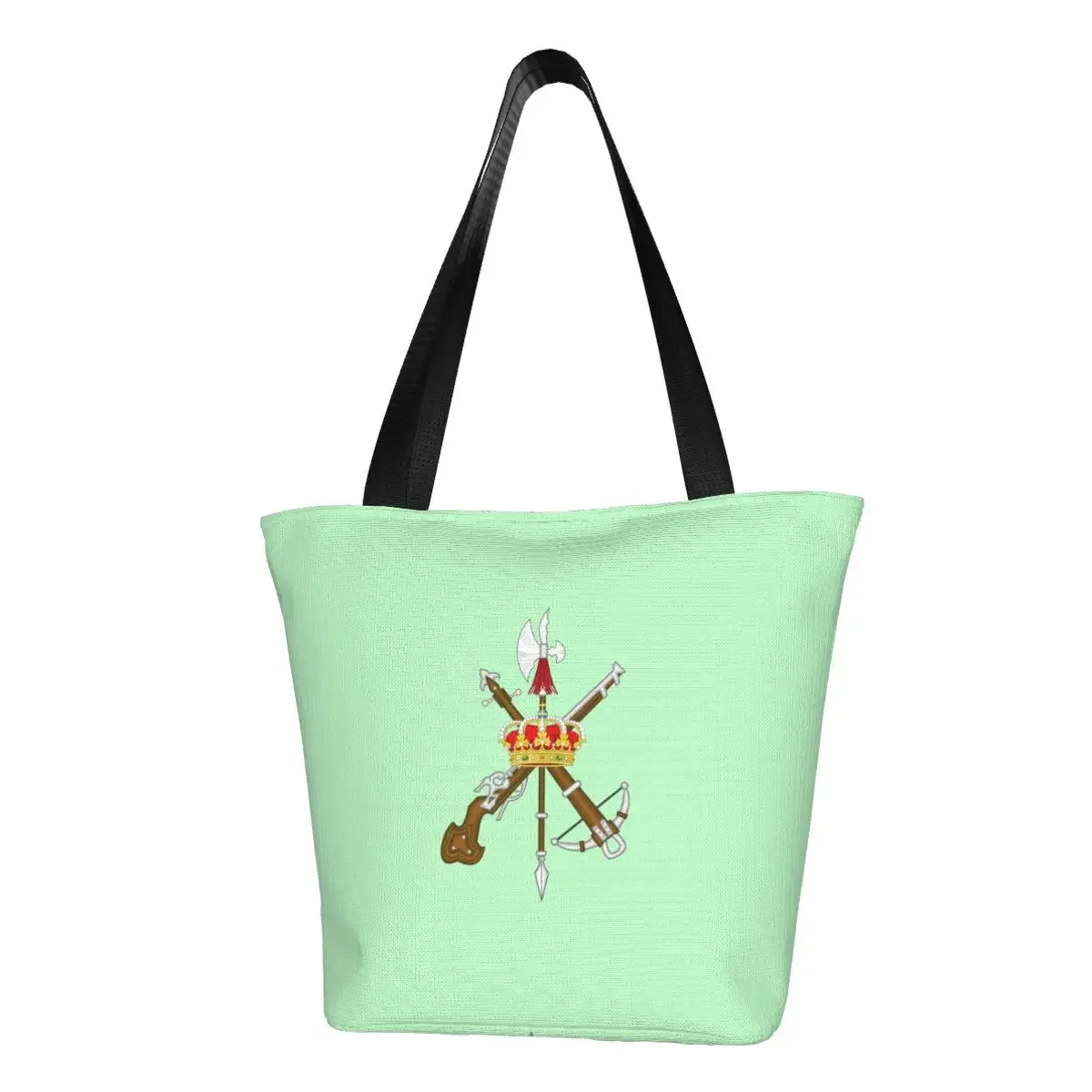 Custom Spanish Legion Canvas Shopping Bag Women Reusable Groceries Spain Army  Shopper Tote Bags