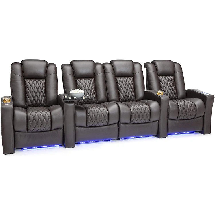 New modern theater furniture movie recliner chair with LED light home theatre power reclining sofa recliner theater seat