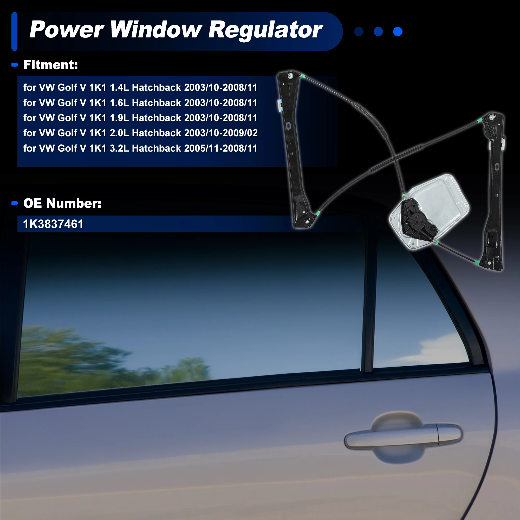 

Регулятор стеклоподъемника передней левой двери UXCELL для VW Golf V 1K1 1.4L, артикул 1K3837461