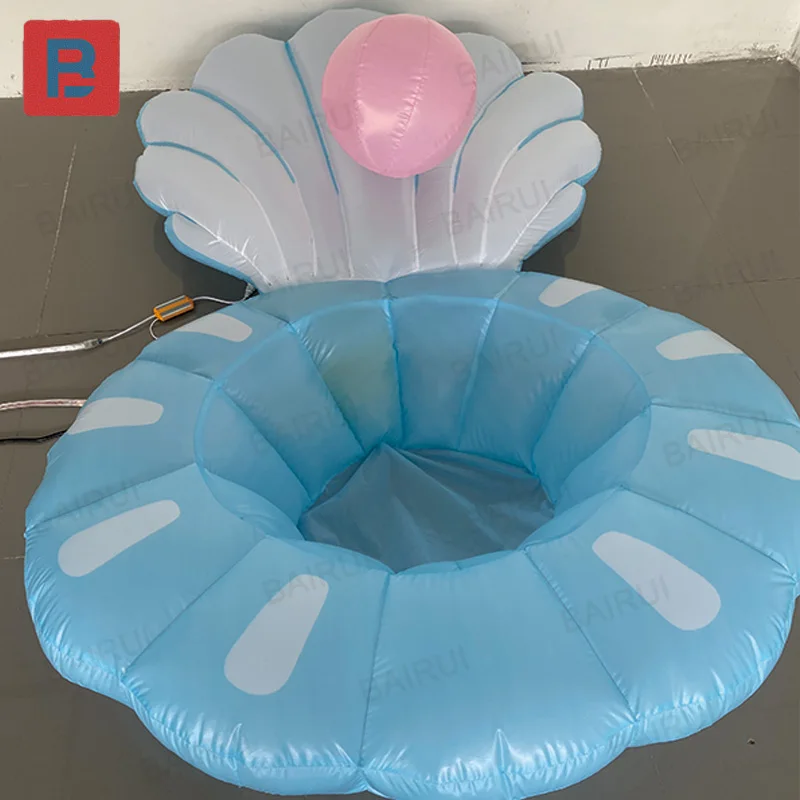 Conchas azules inflables, modelos de aire animal, con sopladores, accesorios de decoración para eventos a gran escala al aire libre y pueden iluminar