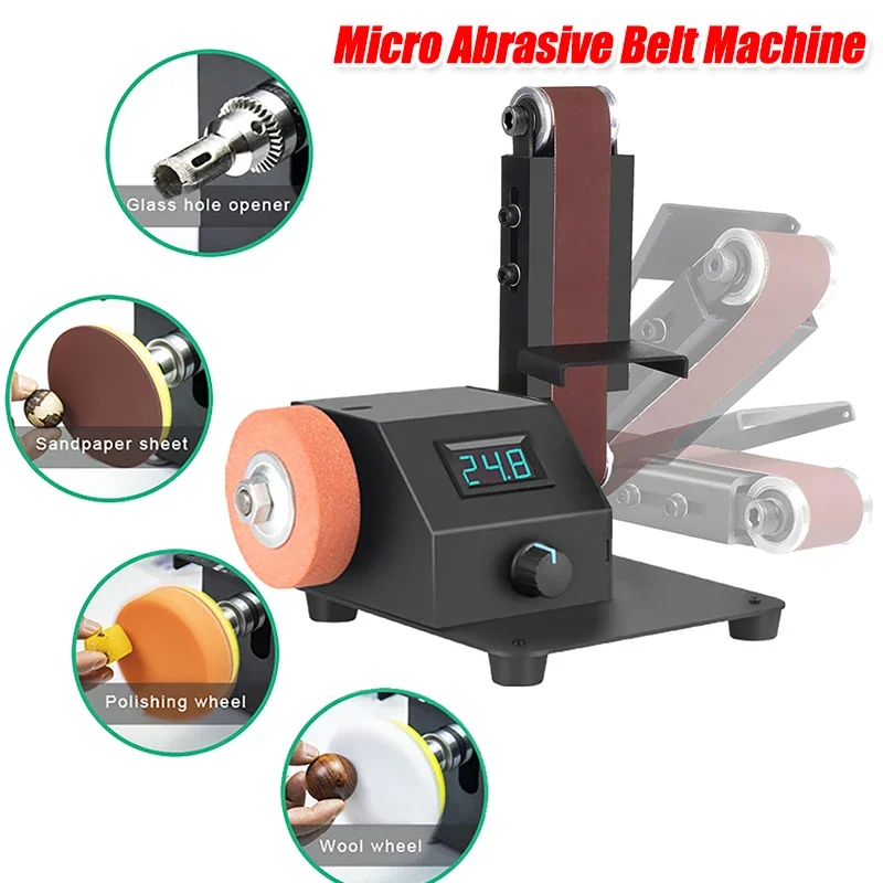 

12V-24V Micro Abrasive Belt Machine Electric Belt Sander Polishing Machine Knife Sharpener DIY Woodworking Sander Grinder