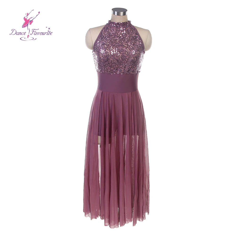 Costumes de danse préférés 18015, corsage à paillettes avec jupe longue en maille, robe de Ballet lyrique, Costumes de danse