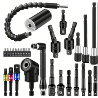 AT43-Right Angle Drill Screwdriver Hex Shank Rotatable Socket Adapter 31PCS Flexible Drill Bit Extension Set 105°