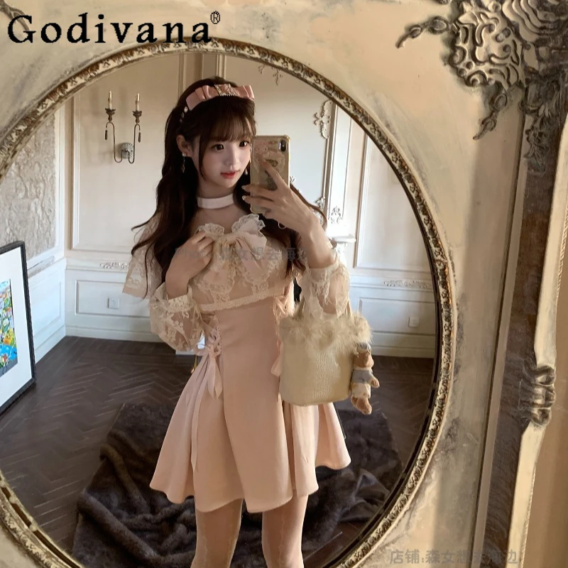 

Gentle Original Sweet and Clear Girl Dress Japanese Style Cute Lolita Dress for Women High Street Princess Short Dress