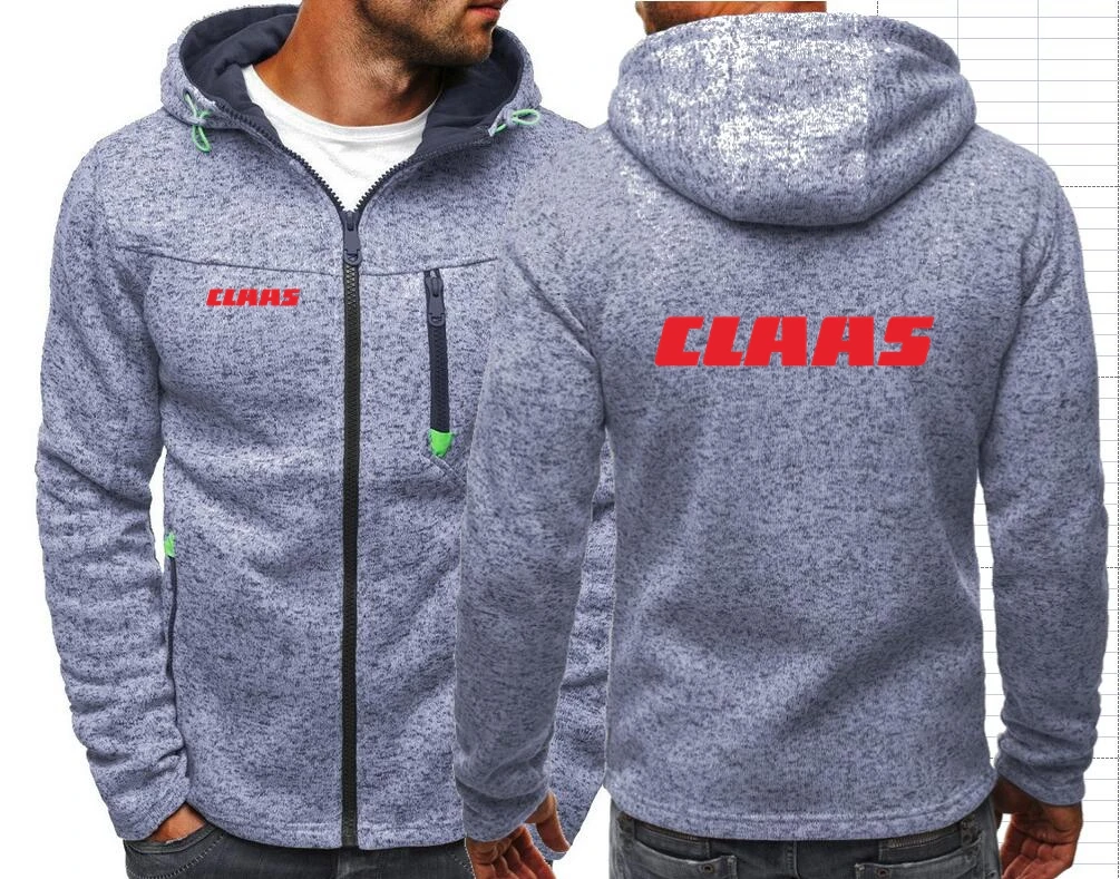 Claas Men\'s Hoodies Sweatshirts Tractor Farming Male Jacquard Hoodie Jackets Fleece Men Hooded Zipper Sweatshirt For Male Hoody