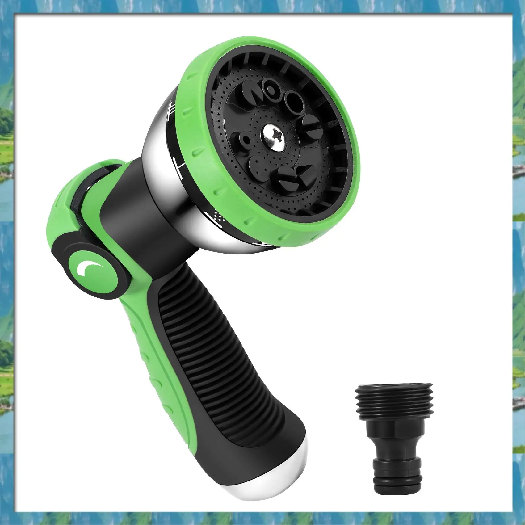 Mar.Garden Hose Nozzle Spray Nozzle Metal Duty Watering Patterns Thumb Control On Off Valve Water Multifunctional Green