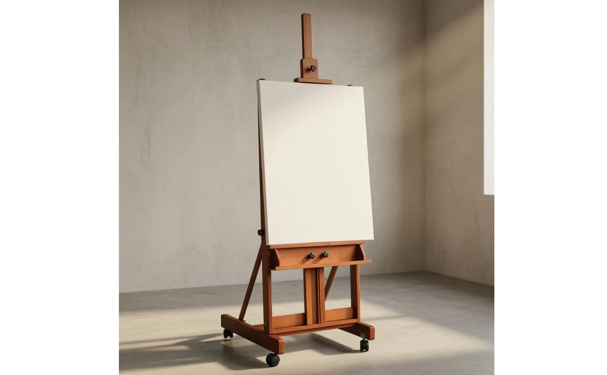 Rolling Wood Easel Foldable Rolling Easel Art Supply Caster Wheels Studio Furniture Tightening Knobs for Display Area