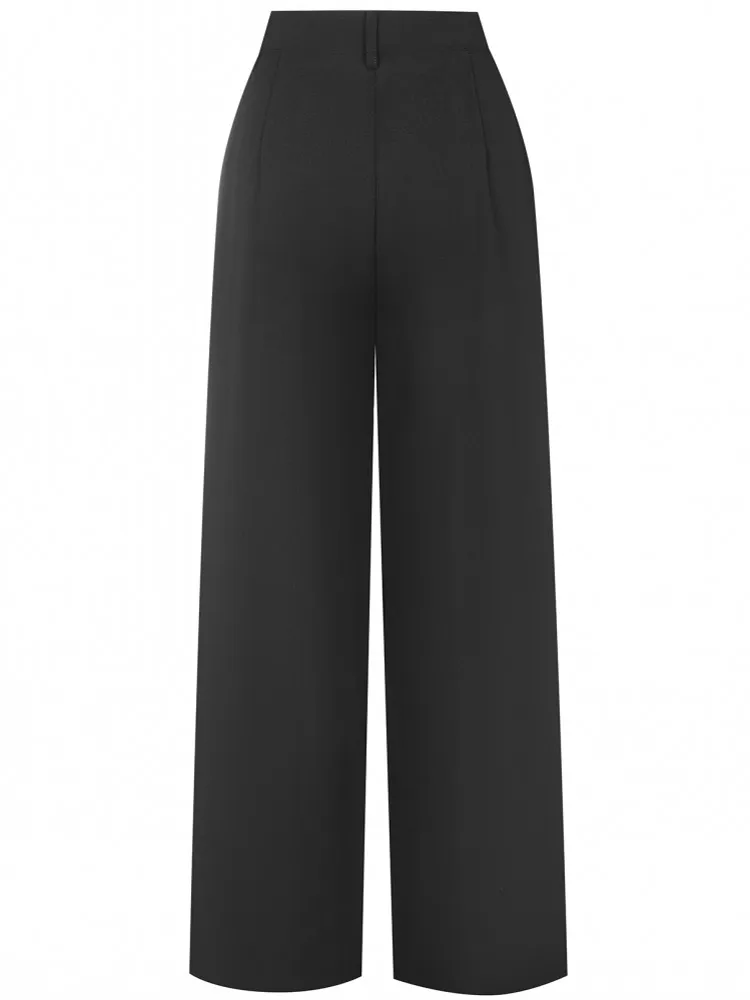 Shirring Casual Wide Leg Pants Women High Waist Street Basic Loose Sweat Trousers Korean Retro Gray Office Y2K Lady Pants