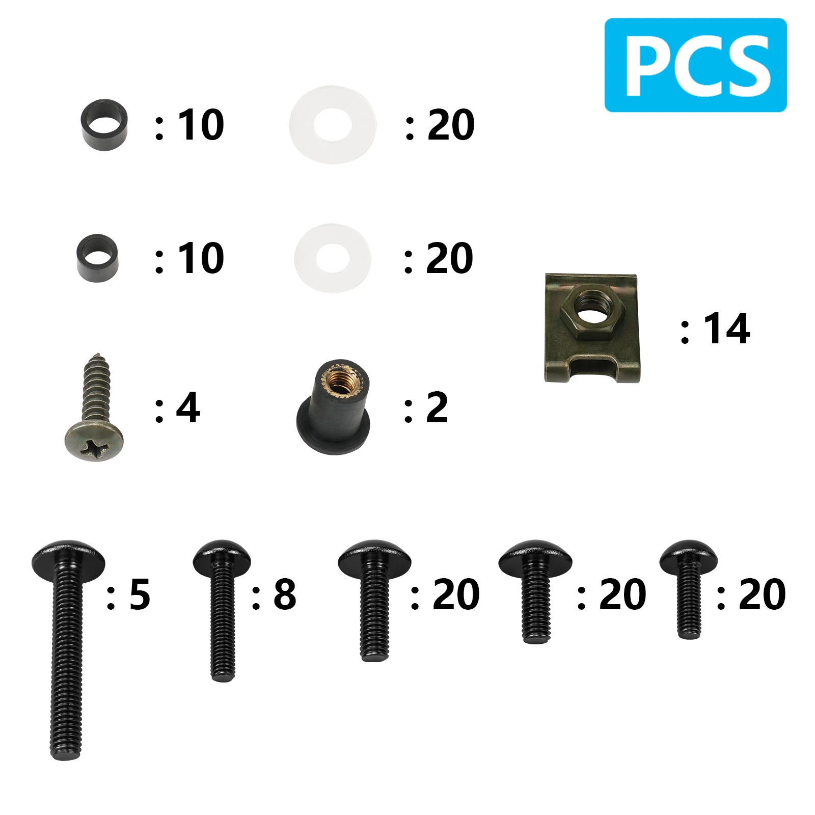 (EU-Lager) 155-teiliges Motorrad-Verkleidungsschrauben-Set für Suzuki GSXR600 GSXR750 GSXR1000 GSXR1100 GSX600F 750 1100F – Detail 2