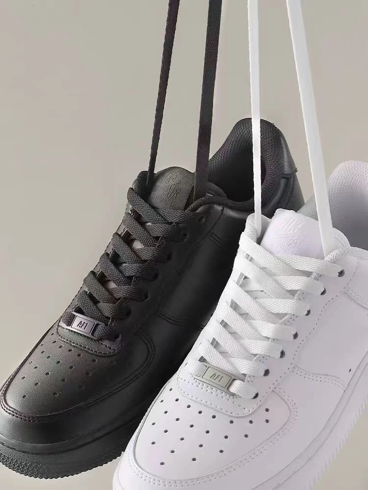 AF1 Metallschnallen-Schnürsenkel, klassische schwarze und weiße flache Schnürsenkel und Schuhdekoration, passend für Sneaker, Schuhzubehör, 4 Stück. – Detail 6