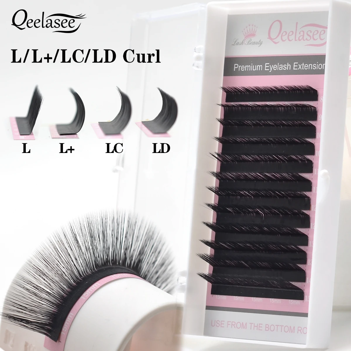 Qeelasee Wimperextensions L L+ LC LD Krul Nertsen Mat Zwart Natuurlijk Zacht PBT Individuele Wimpers Make-up Klassieke Valse Wimpers