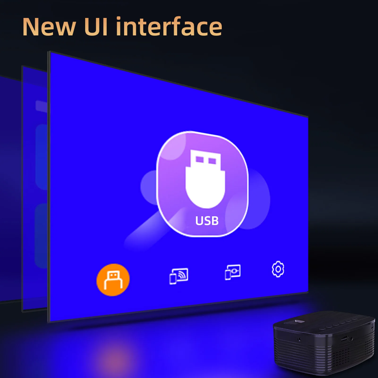 Projetor de filme USB Ventilador duplo Sistema de resfriamento Projetor 1080P HD 16 a 110 polegadas ajustável com controle remoto para ambientes internos