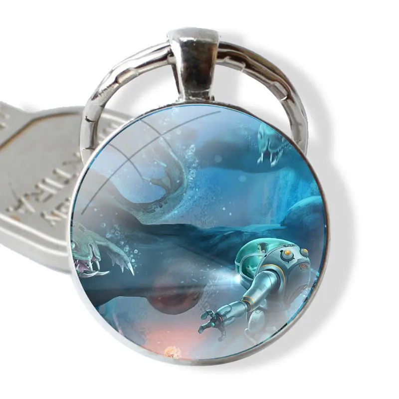 Subnautica Schlüssel bund hand gefertigte Glas Cabochon Schlüssel ring halter Anhänger Schlüssel anhänger