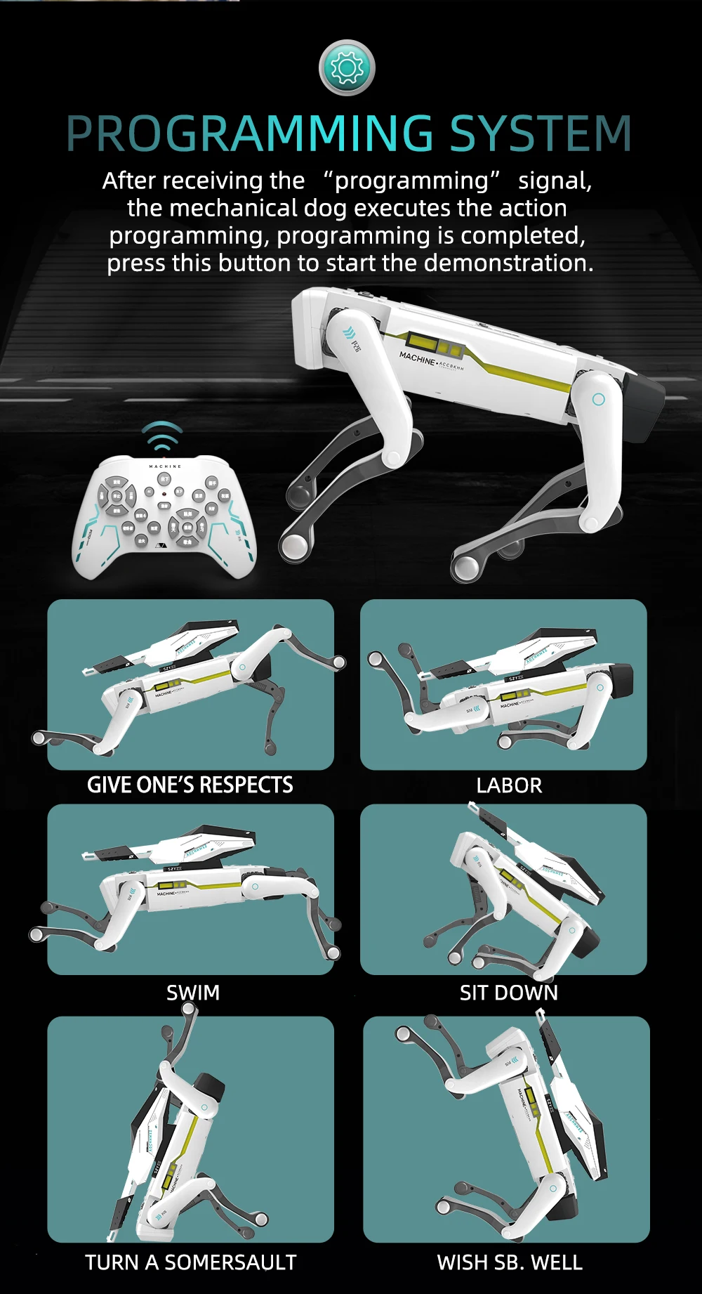Teeggi Elektrischer RC Intelligenter Roboterhund mit Clip Multifunktions-RC Mechanischer Hund Lernspielzeug Bionic Smart Roboterspielzeug Geschenk – Detail 5